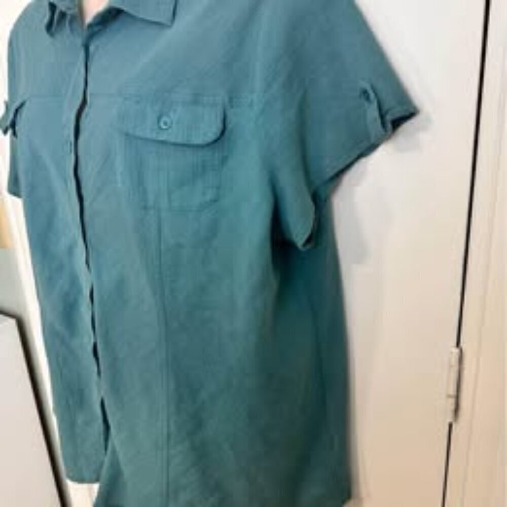 Croft & Barrow Teal Utility Button-Up Shirt – Lightweight, Everyday Casual #0775 - Picture 3 of 7